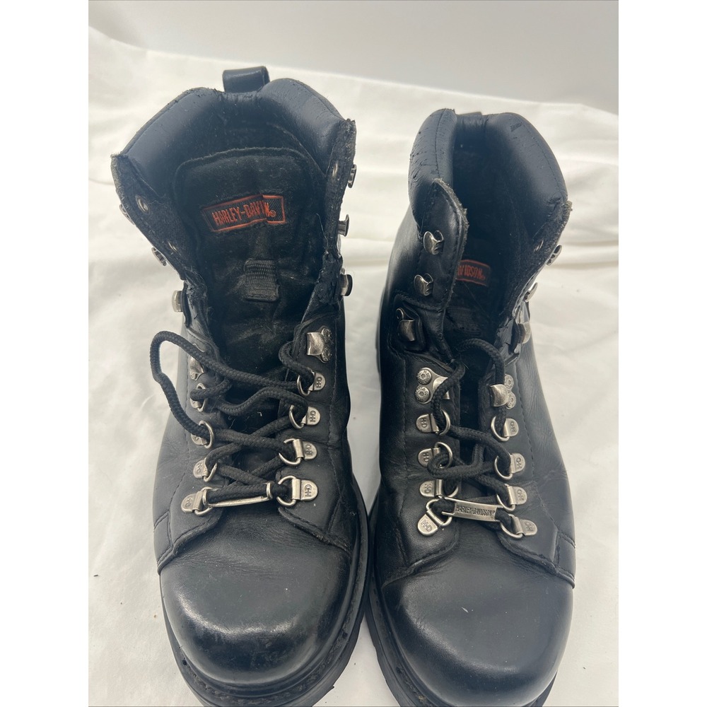 Harley Davidson Mens Black Leather Biker Riding Boots 91610 81830‎ Size 8.5 US